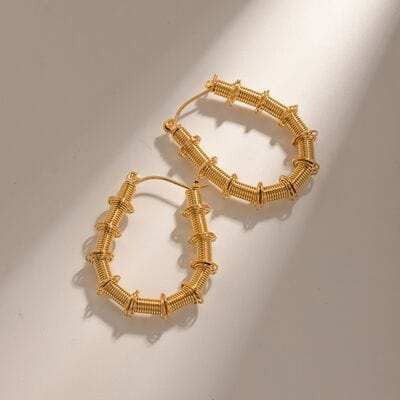 Gold-Plated Stainless Steel Hoop Earrings - Trendsi - Flyclothing LLC