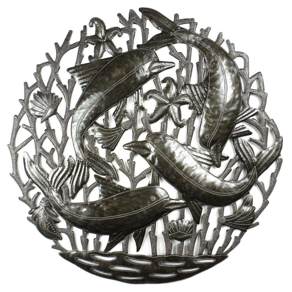 Pod of Dolphins Metal Wall Art - Croix des Bouquets - Croix des Bouquets - Flyclothing LLC