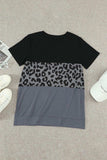 Leopard Print Color Block Short Sleeve T-Shirt - Trendsi - Flyclothing LLC