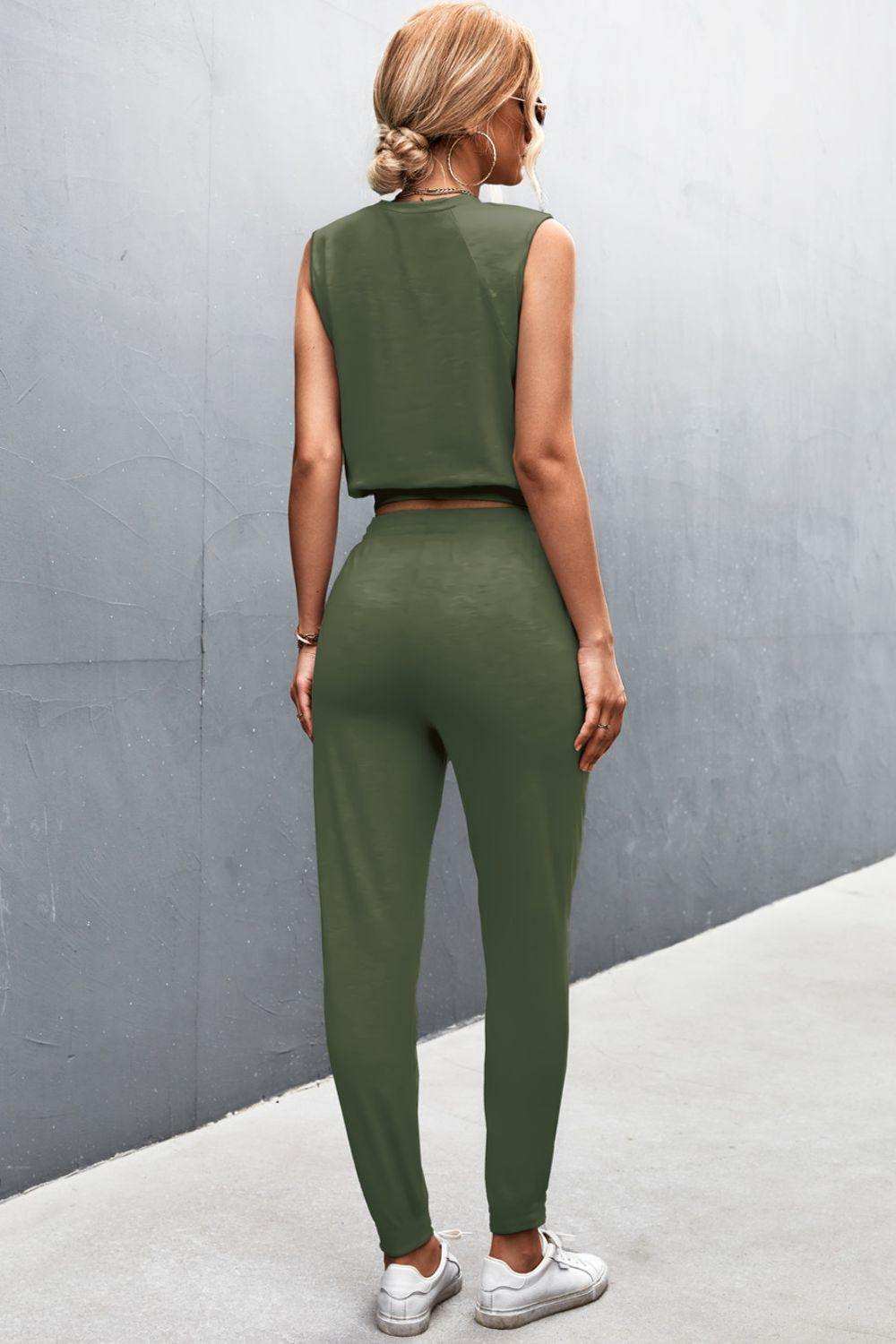 Sleeveless Top and Joggers Set - Trendsi - Flyclothing LLC