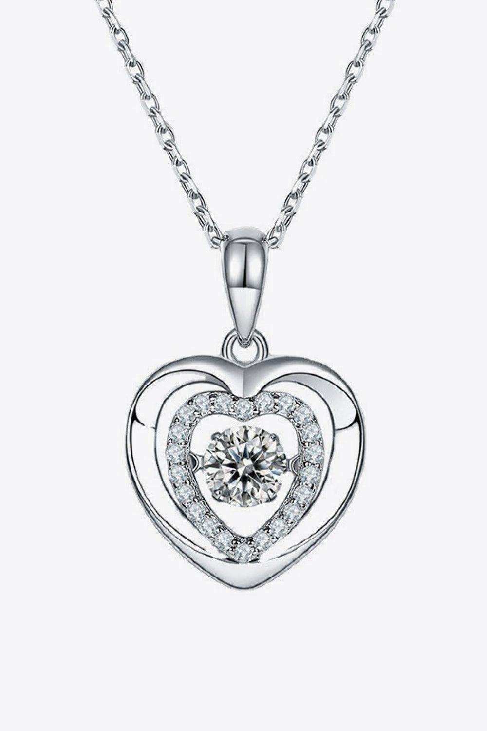 Moissanite Heart Pendant Necklace - Trendsi - Flyclothing LLC