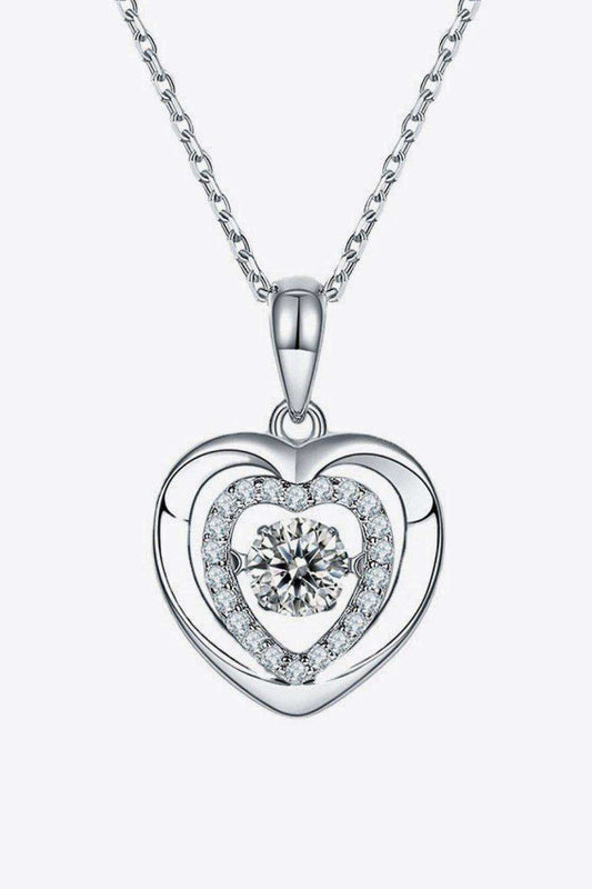 Moissanite Heart Pendant Necklace - Trendsi - Flyclothing LLC