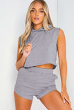 Hooded Crop Top & Pocketed Shorts Set - Trendsi - Flyclothing LLC