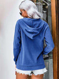 Drawstring Zip Up Hooded Jacket - Trendsi - Flyclothing LLC