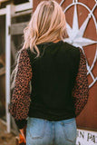 Leopard Print Long Sleeve Ribbed Knit Blouse - Trendsi - Flyclothing LLC