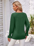 Smocked V-Neck Long Sleeve Blouse - Trendsi - Flyclothing LLC