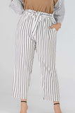 Full Size Striped Paperbag Waist Cropped Pants - Trendsi - Flyclothing LLC