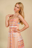Printed Spaghetti Strap Smocked Midi Dress - Trendsi - Flyclothing LLC