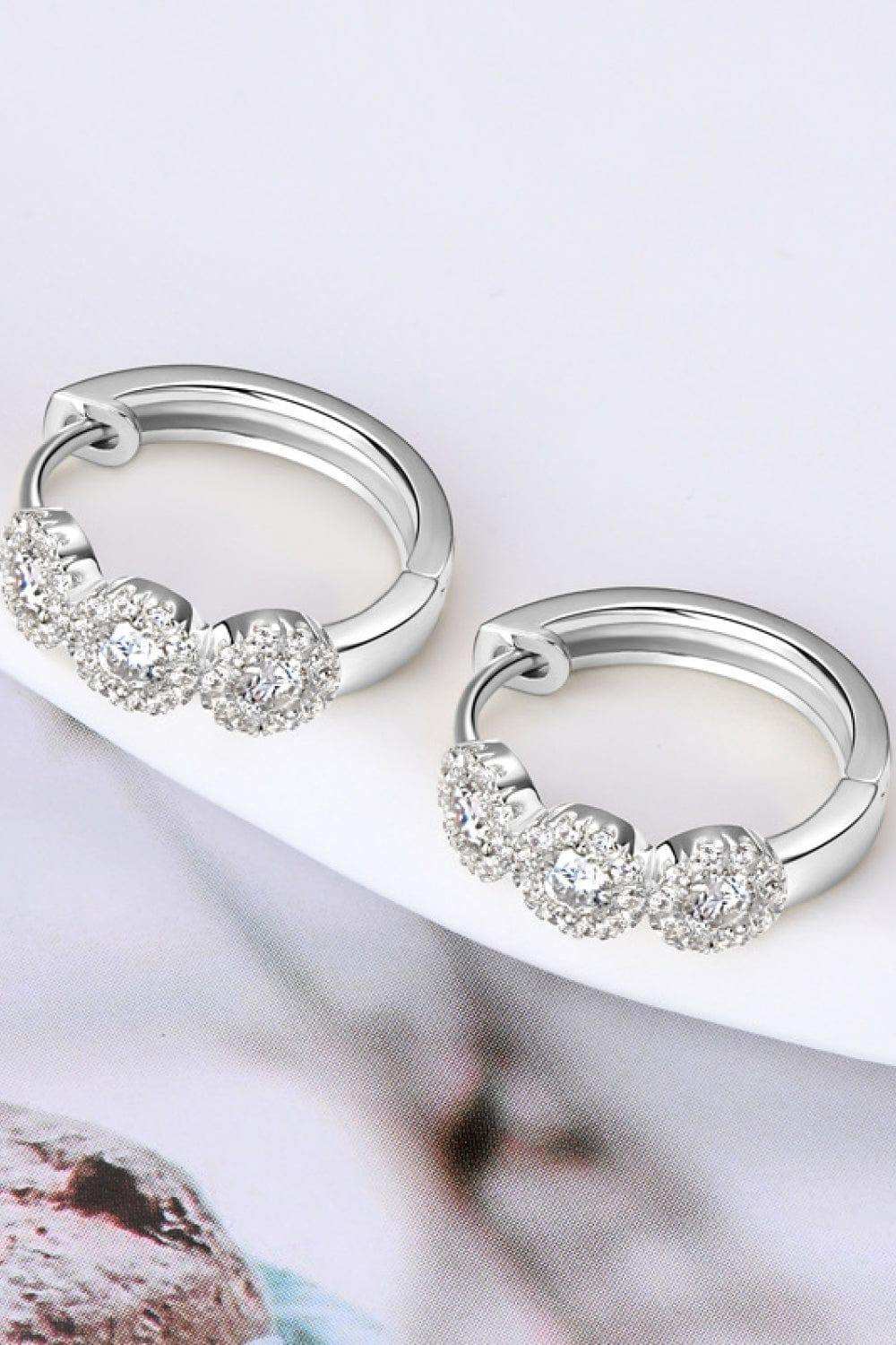 Moissanite 925 Sterling Silver Huggie Earrings - Trendsi - Flyclothing LLC