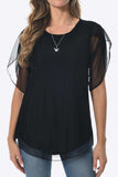Round Neck Curved Hem Blouse - Trendsi - Flyclothing LLC