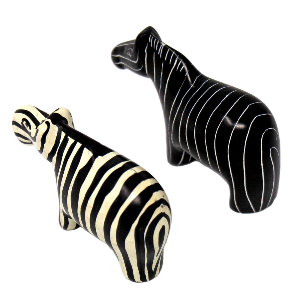 Zebra Soapstone Sculptures, Set of 2 - SMOLArt - Flyclothing LLC