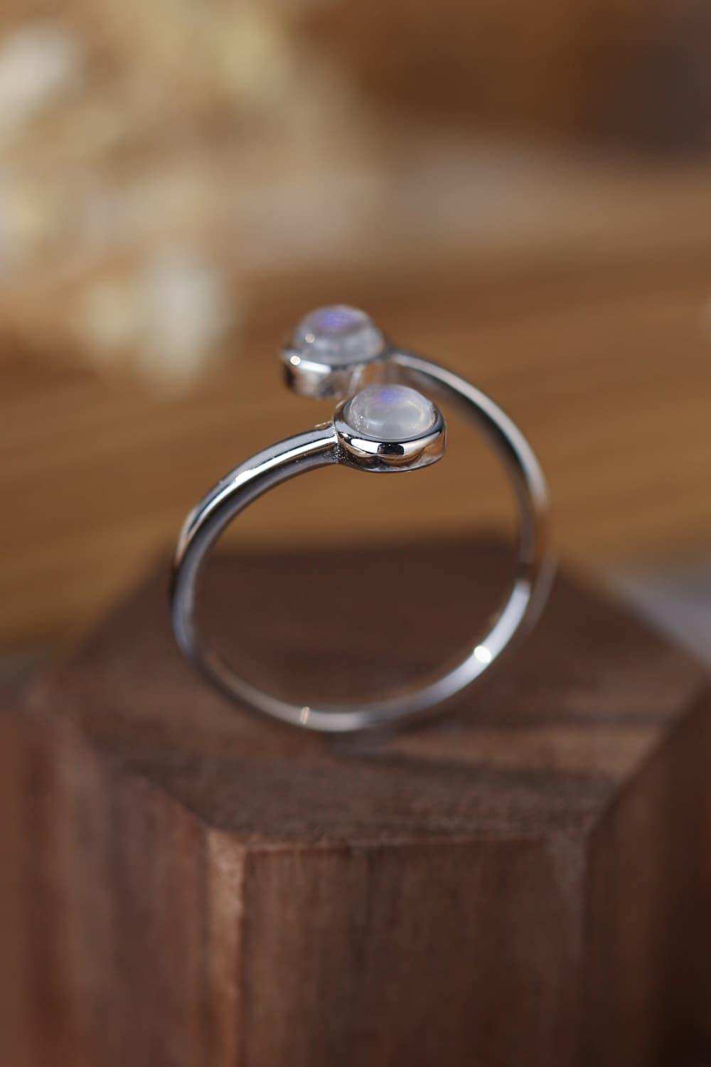 High Quality Natural Moonstone 925 Sterling Silver Toi Et Moi Ring - Trendsi - Flyclothing LLC