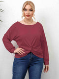 Plus Size Twisted Drop Shoulder T-Shirt - Trendsi - Flyclothing LLC