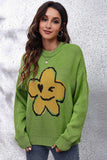 Flower Graphic Drop Shoulder Sweater - Trendsi - Flyclothing LLC
