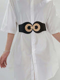 Alloy Buckle Elastic PU Belt - Trendsi - Flyclothing LLC