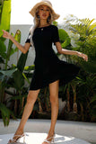 Round Neck Short Sleeve Mini A-Line Dress - Trendsi - Flyclothing LLC