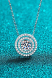 Moissanite Round Pendant Rhodium-Plated Necklace - Trendsi - Flyclothing LLC