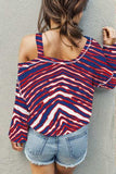 Striped Asymmetrical Neck Long Sleeve T-Shirt - Trendsi - Flyclothing LLC