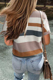 Round Neck Short Sleeve Sweater - Trendsi - Flyclothing LLC