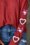 Heart Sequin Round Neck Long Sleeve T-Shirt - Trendsi - Flyclothing LLC