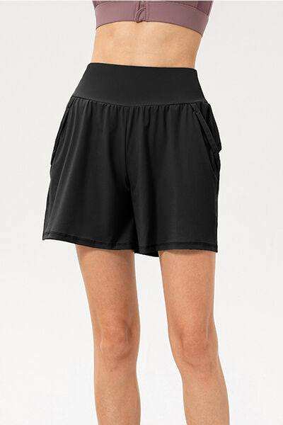 Pocketed Elastic Waist Active Shorts - Trendsi - Flyclothing LLC