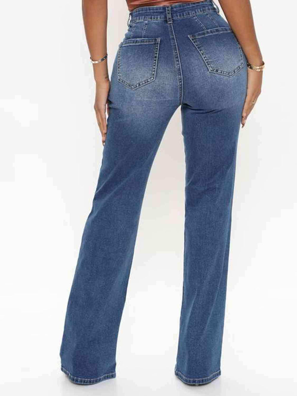 Raw Hem High Waist Jeans - Trendsi - Flyclothing LLC