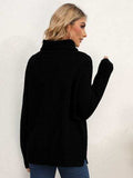 Slit Turtleneck Dropped Shoulder Sweater - Trendsi - Flyclothing LLC