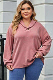 Plus Size Dropped Shoulder Collared Neck T-Shirt - Trendsi - Flyclothing LLC
