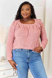 Double Take Square Neck Ruffle Shoulder Long Sleeve T-Shirt - Trendsi - Flyclothing LLC