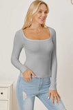 Square Neck Long Sleeve T-Shirt - Trendsi - Flyclothing LLC