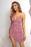 Sequin Spaghetti Strap Slit Dress - Trendsi - Flyclothing LLC