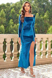 Tie Back Long Sleeve Slit Dress - Trendsi - Flyclothing LLC