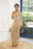 Round Neck Long Sleeve Maxi Wrap Dress - Trendsi - Flyclothing LLC