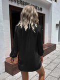 Notched Neck Balloon Sleeve Shirt - Trendsi - Flyclothing LLC