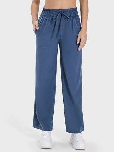 Drawstring Pocketed Active Pants - Trendsi - Flyclothing LLC