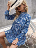 Printed Long Sleeve Tiered Dress - Trendsi - Flyclothing LLC