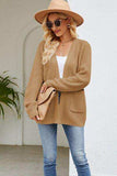 Open Front Raglan Sleeve Pocketed Cardigan - Trendsi - Flyclothing LLC