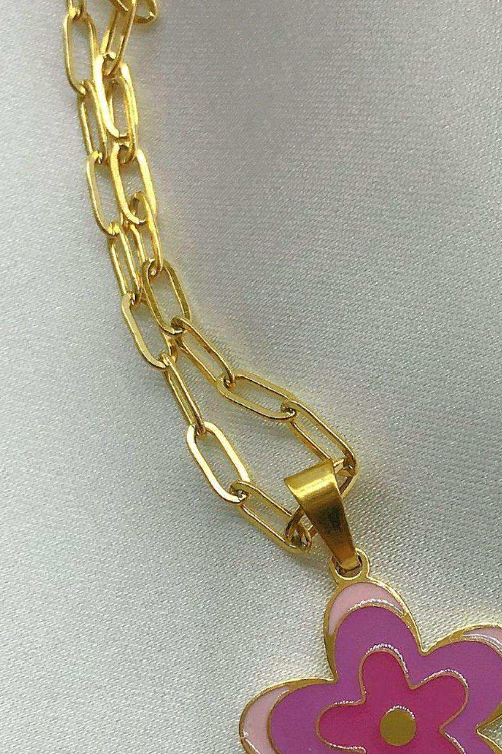 Flower Pendant Stainless Steel Necklace - Trendsi - Flyclothing LLC