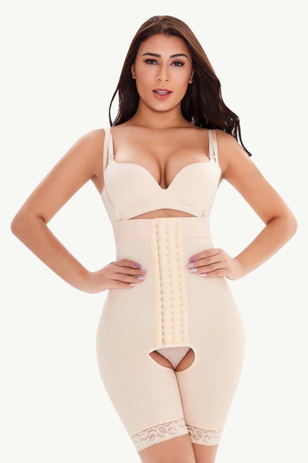 Full Size Hook-and-Eye Lace Trim Shaping Bodysuit - Trendsi - Flyclothing LLC