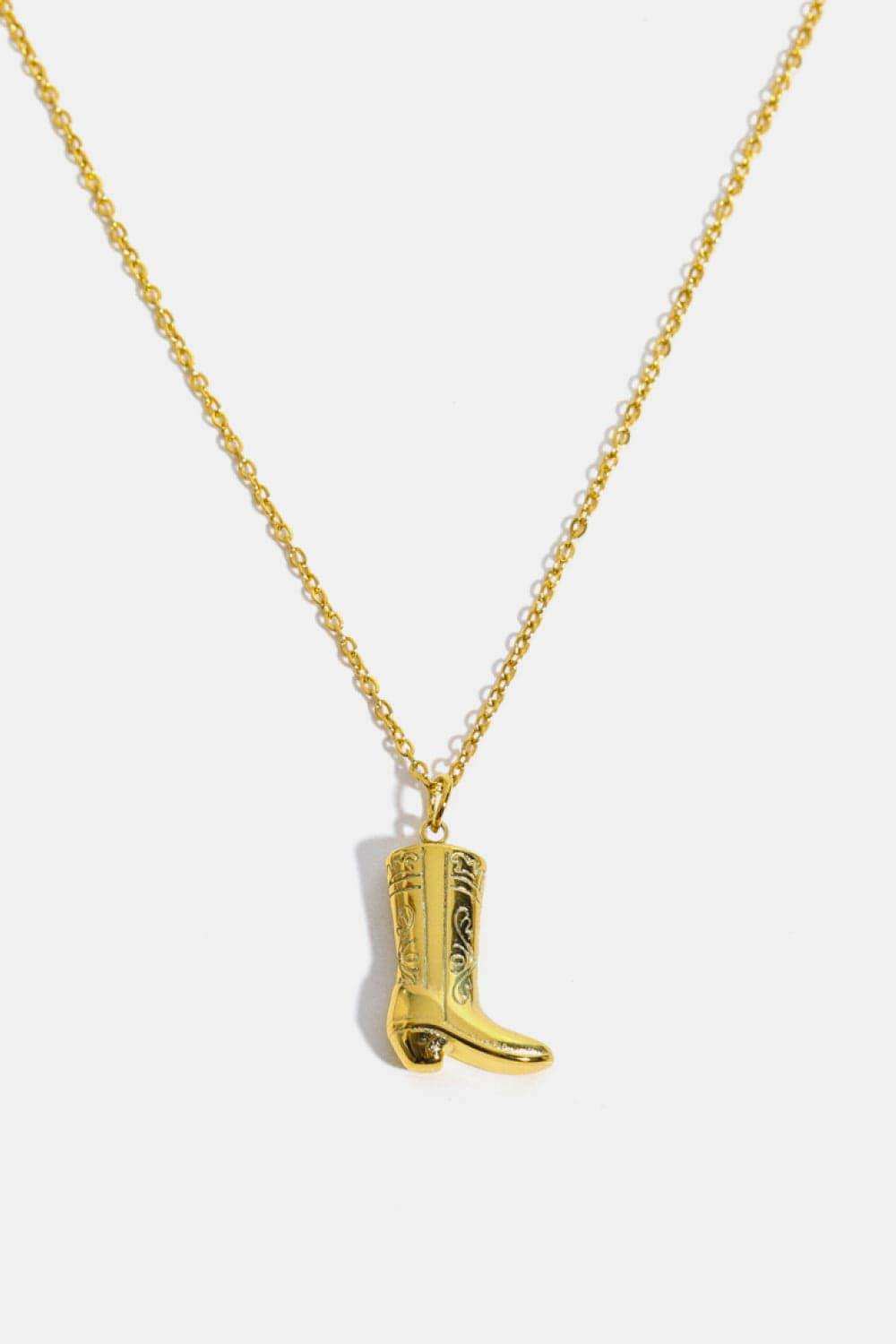 Cowboy Boot Pendant Stainless Steel Necklace - Trendsi - Flyclothing LLC