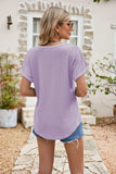 Full Size Round Neck Eyelet Short Sleeve Top - Trendsi - Flyclothing LLC