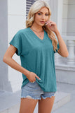 V-Neck Short Sleeve T-Shirt - Trendsi - Flyclothing LLC