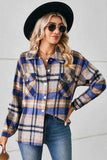 Collared Plaid Shacket - Trendsi - Flyclothing LLC