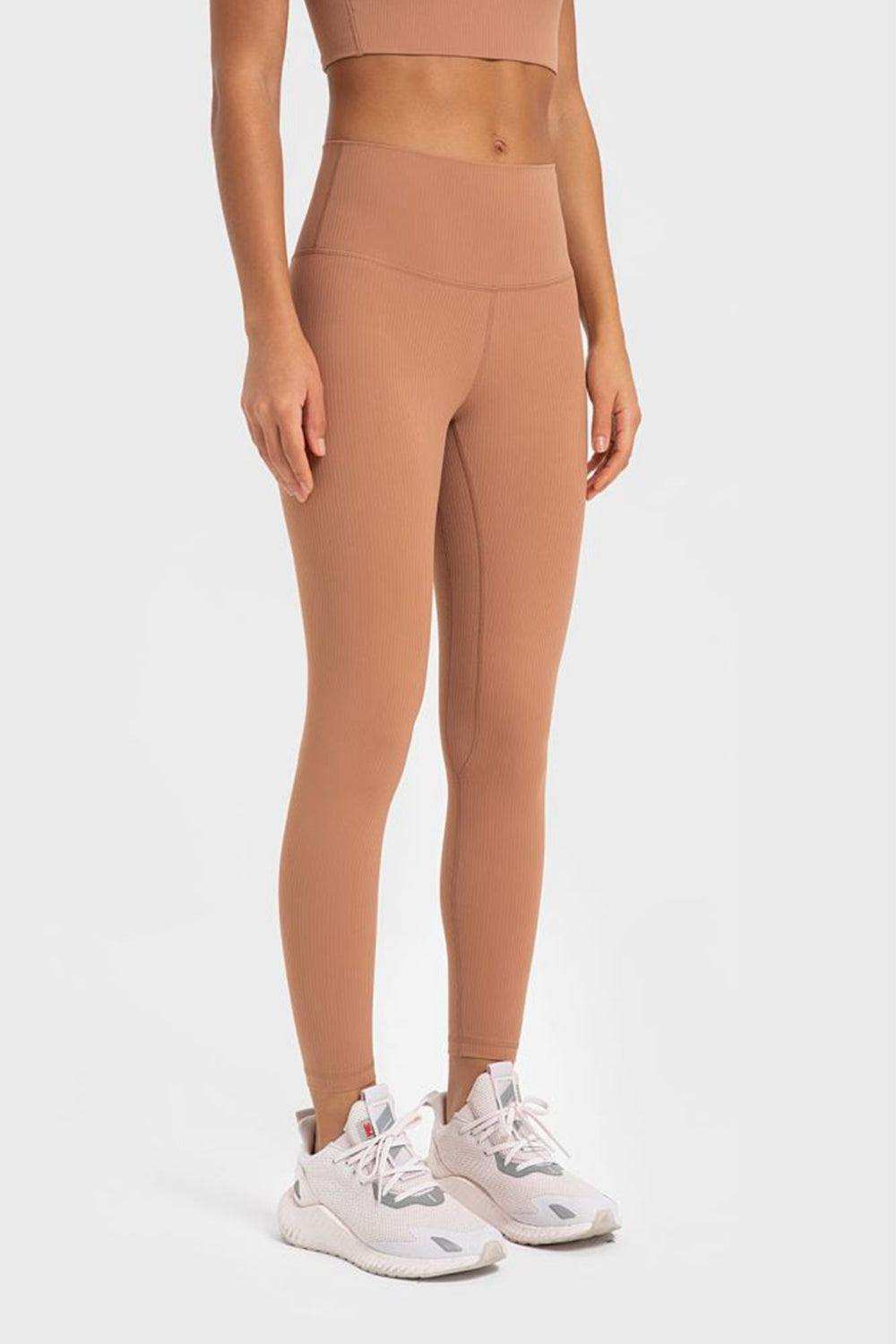 Highly Stretchy Wide Waistband Yoga Leggings - Trendsi - Flyclothing LLC