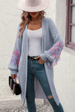 Fringe Sleeve Dropped Sholder Cardigan - Trendsi - Flyclothing LLC