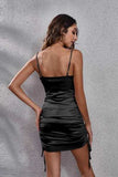 Ruched Cowl Neck Spaghetti Strap Dress - Trendsi - Flyclothing LLC