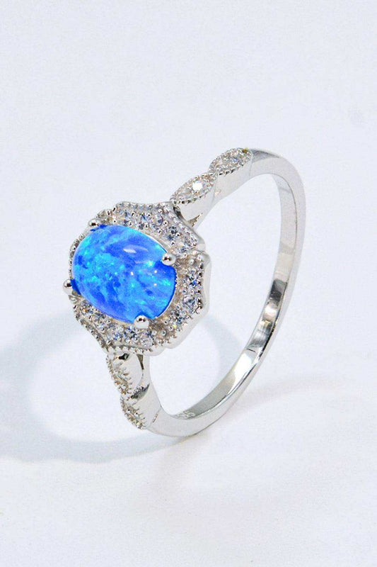Opal and Zircon 925 Sterling Silver Ring - Trendsi - Flyclothing LLC