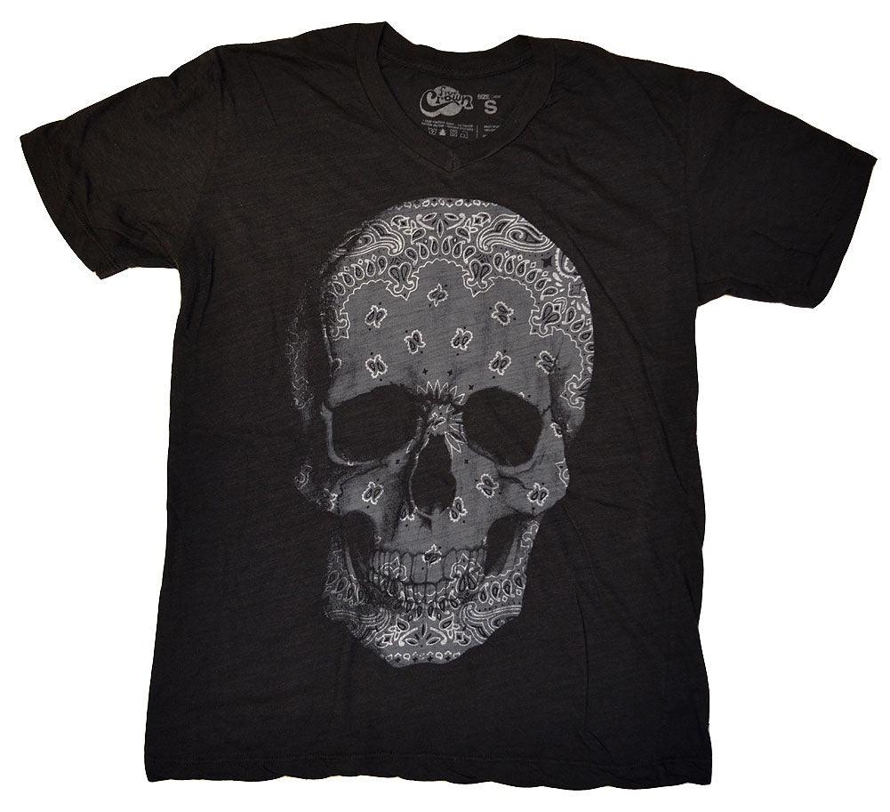 Five Crown Bandana Skull V-Neck T-Shirt - Flyclothing LLC