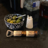 Hand-caved Cocktail Picks & Jar in Natural Bone - Jedando - Flyclothing LLC