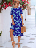 Floral Puff Sleeve Ruffle Hem Midi Dress - Trendsi - Flyclothing LLC